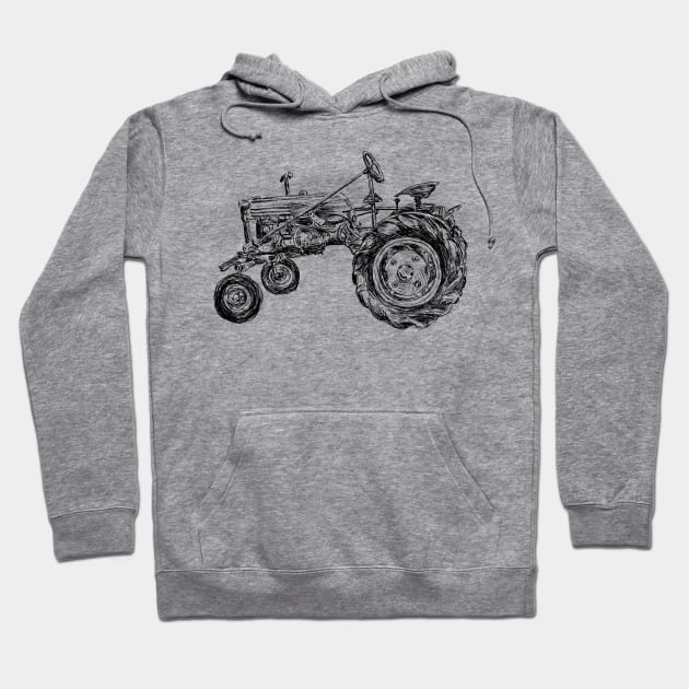 Antique Tractor Print Hoodie by rachelsfinelines